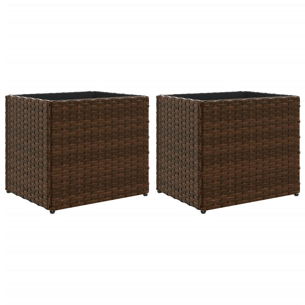 vidaXL Planters 2 pcs Brown 36x30x32 cm Poly Rattan