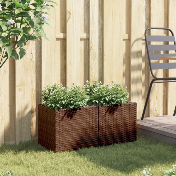 vidaXL Planters 2 pcs Brown 36x30x32 cm Poly Rattan