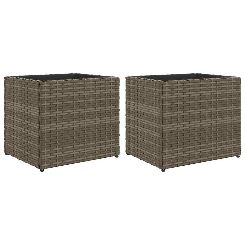 vidaXL Planters 2 pcs. Gray 36x30x32 cm Poly Rattan