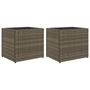 vidaXL Planters 2 pcs. Gray 36x30x32 cm Poly Rattan