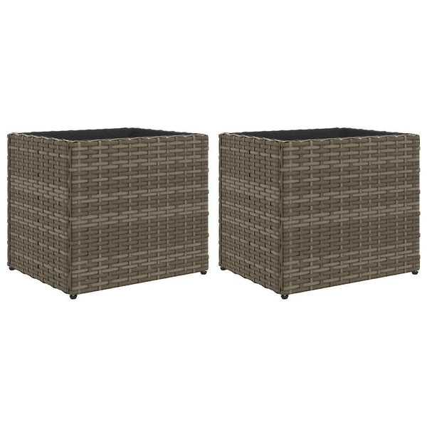 vidaXL Planters 2 pcs. Gray 36x30x32 cm Poly Rattan