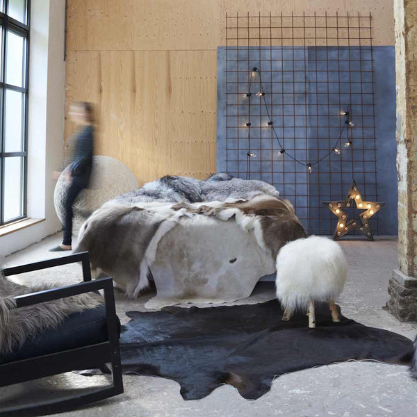 vidaXL Genuine Cowhide Rug Black 180x220 cm
