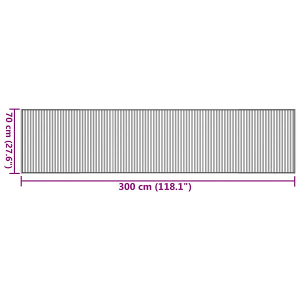 Dunkelbrauner Bambus Teppich 70x300 cm