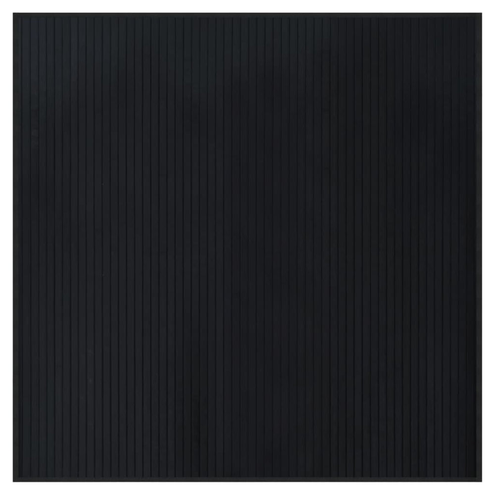 Quadratischer Bambus Teppich Schwarz 100x100 cm