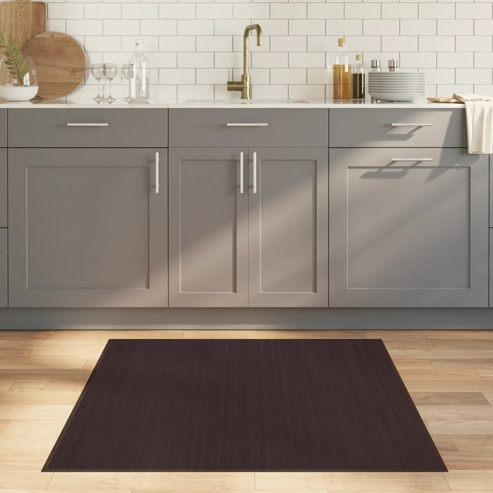 vidaXL Square Rug Dark Brown 100x100 cm Bamboo