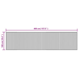 Grauer Bambus Teppich 100x400 cm