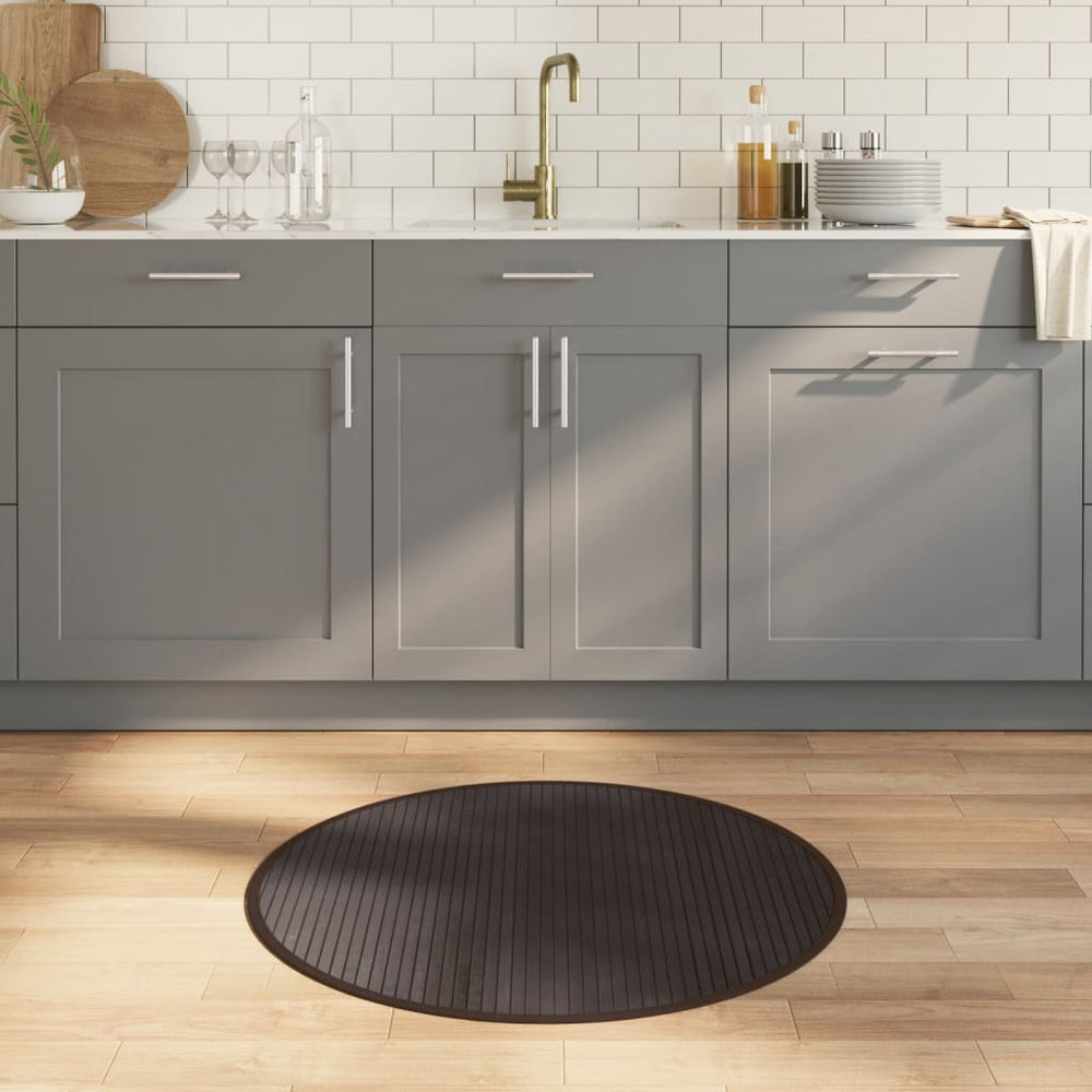 vidaXL Round Rug Dark Brown 80 cm Bamboo