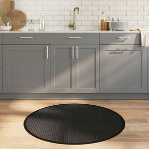 vidaXL Round Black Bamboo Rug 100 cm