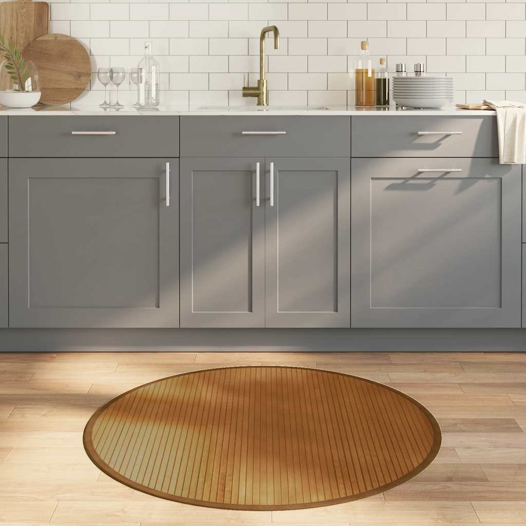 vidaXL Round Brown Carpet 100 cm Bamboo