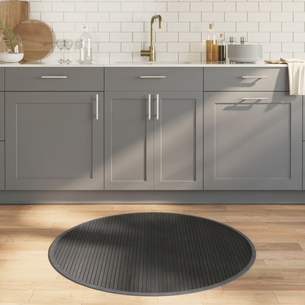 vidaXL Round Rug Grey 100 cm Bamboo