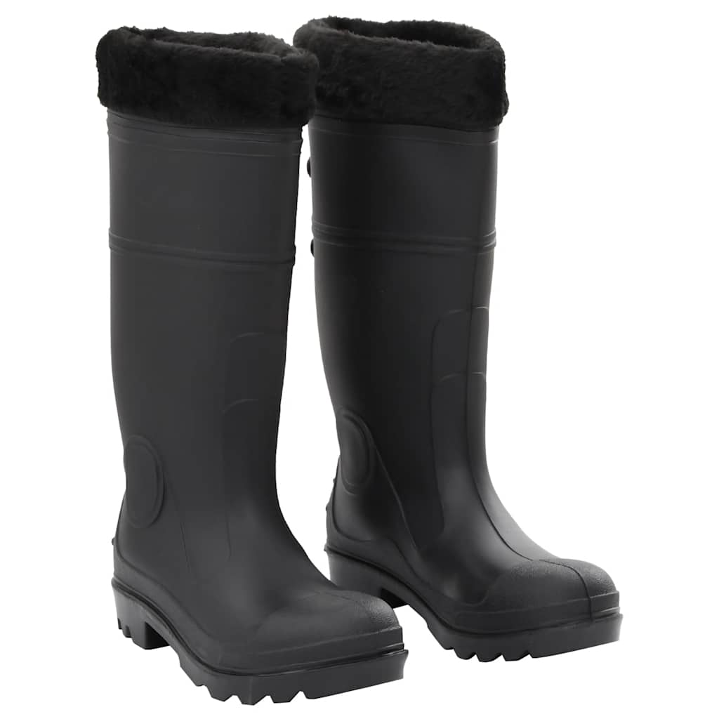 vidaXL Wellington Boots with Removable Lining Black Size 38 PVC