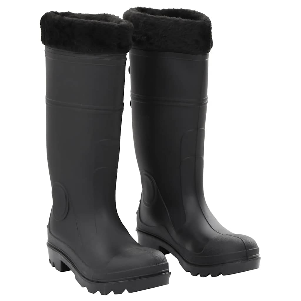 vidaXL Rubber Boots with Removable Lining Black Size 40 PVC