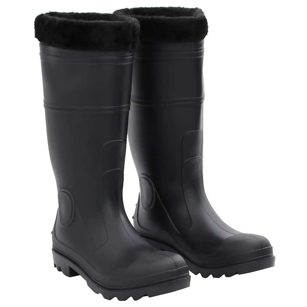 vidaXL Rubber Boots with Removable Lining Black Size 42 PVC