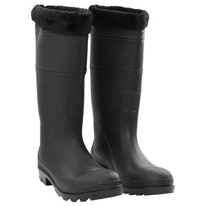 vidaXL Rubber Boots with Removable Lining Black Size 45 PVC