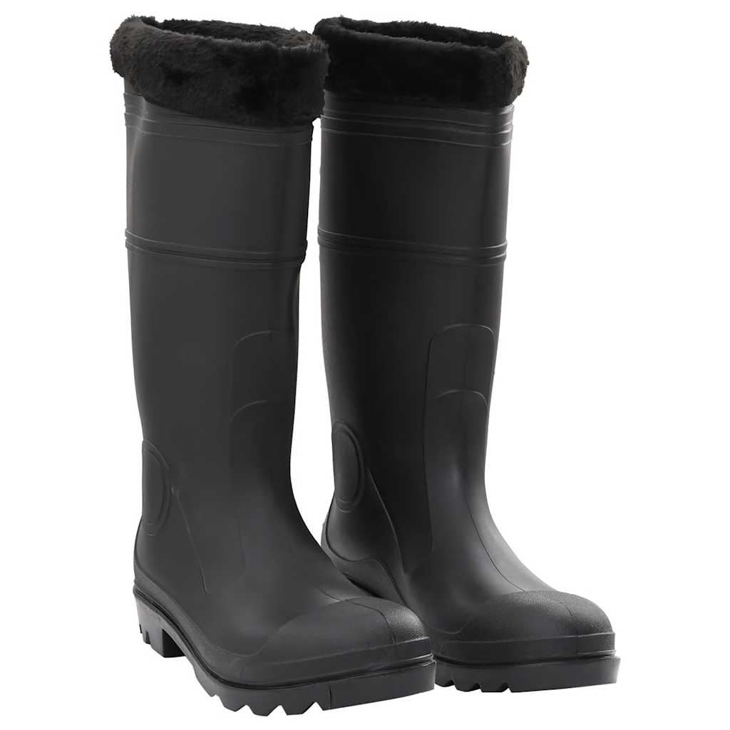 vidaXL Rubber Boots with Removable Lining Black Size 45 PVC