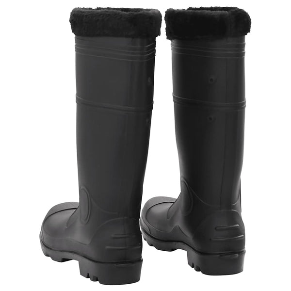 vidaXL Rubber Boots with Removable Lining Black Size 45 PVC