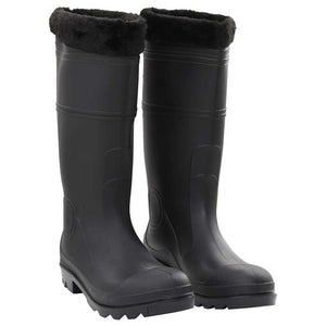 vidaXL Rubber Boots with Removable Lining Black Size 46 PVC