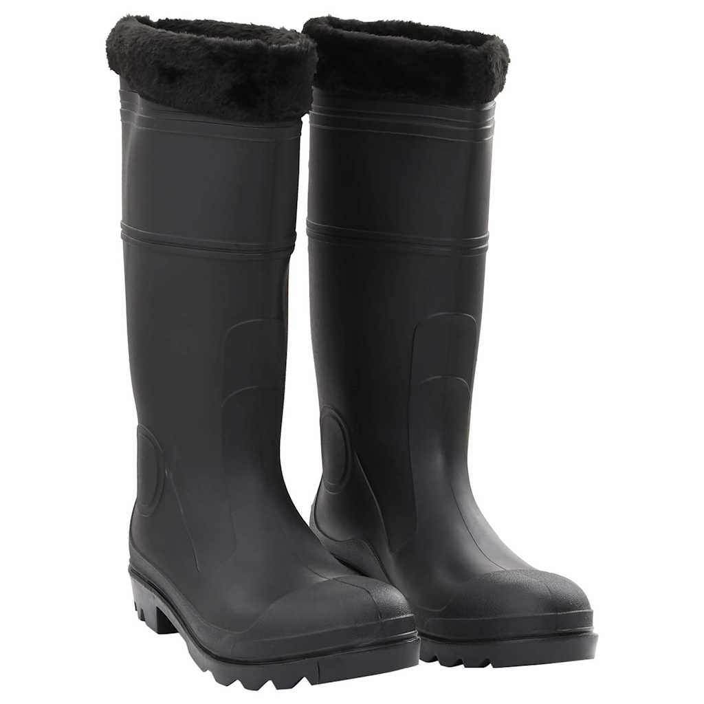 vidaXL Rubber Boots with Removable Lining Black Size 46 PVC