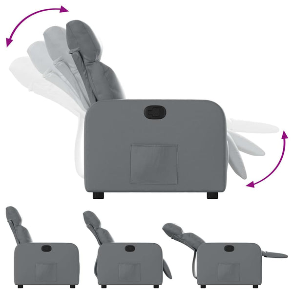 vidaXL Recliner Grey Faux Leather