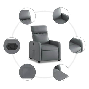 vidaXL Recliner Grey Faux Leather