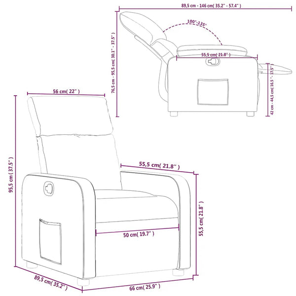 vidaXL Recliner Grey Faux Leather