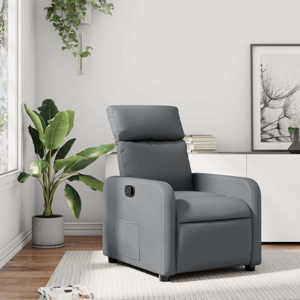 vidaXL Recliner Grey Faux Leather