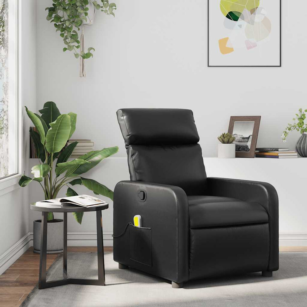 vidaXL Massage Chair Black Faux Leather