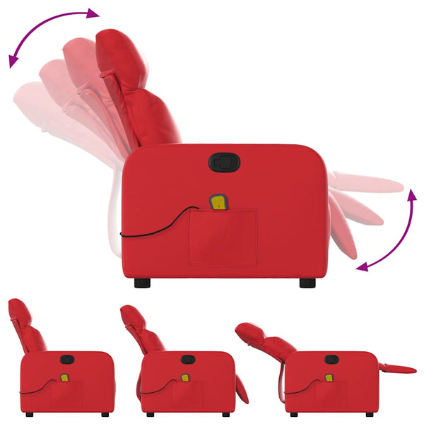 vidaXL Massage Chair Red Artificial Leather