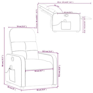 vidaXL Massage Recliner Dark Brown Fabric