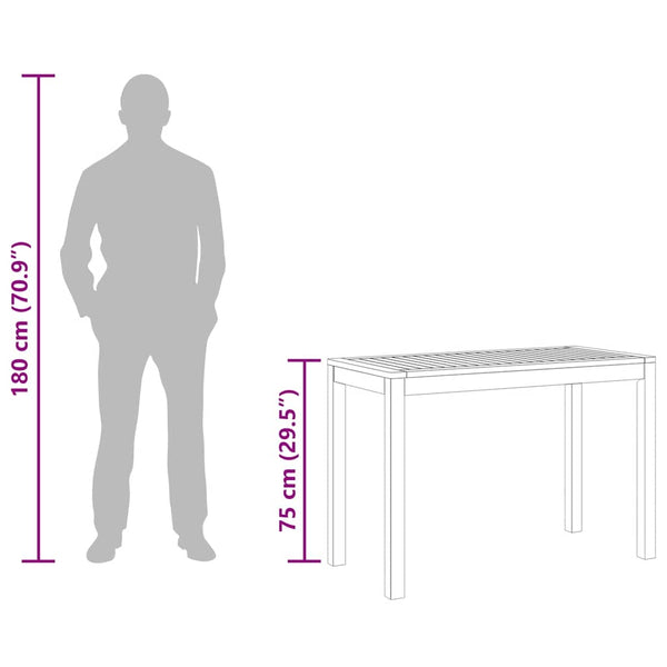 vidaXL Garden Dining Table 110x55x75 cm Solid Acacia Wood
