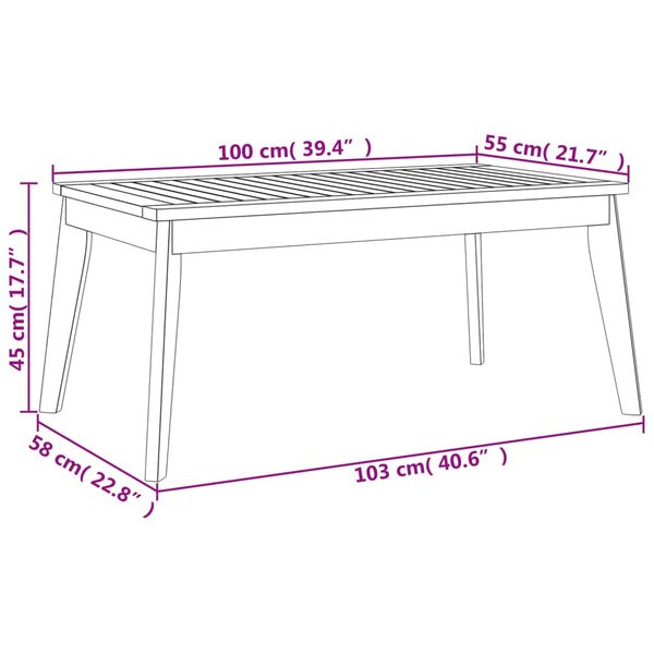 vidaXL Garden Dining Table 100x55x45 cm Solid Acacia Wood