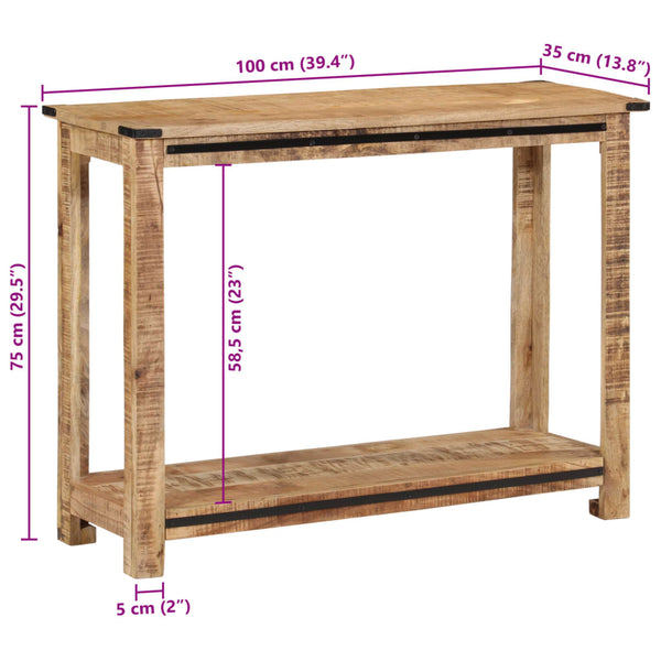 vidaXL Console Table 100x35x75 cm Solid Mango Wood