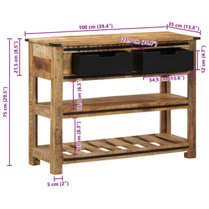 vidaXL Console Table 100x35x75 cm Solid Mango Wood