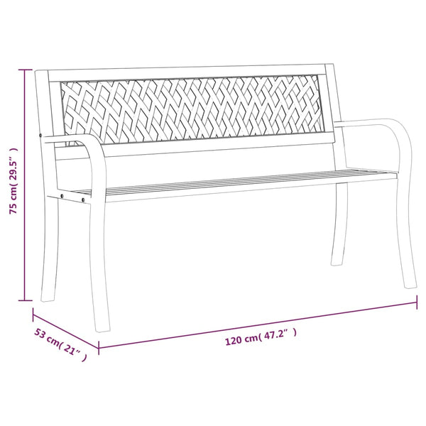 vidaXL Garden Bench Black 120 cm Steel
