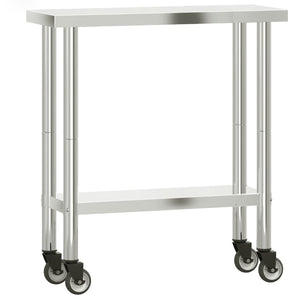 vidaXL Kitchen Prep Table with Wheels 82.5x30x85 cm Stainless Steel