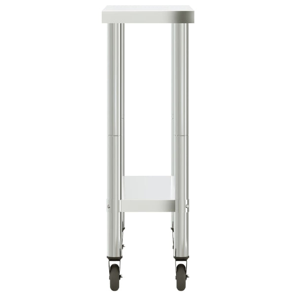 vidaXL Kitchen Prep Table with Wheels 82.5x30x85 cm Stainless Steel
