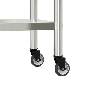 vidaXL Kitchen Prep Table with Wheels 82.5x30x85 cm Stainless Steel