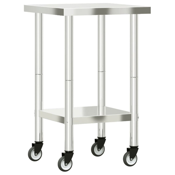 vidaXL Kitchen Work Table with Wheels 55x55x85 cm Stainless Steel