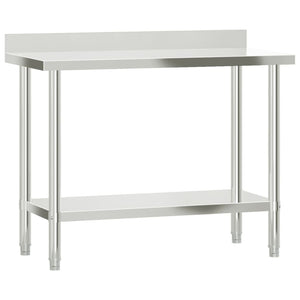 vidaXL Kitchen Work Prep Table with Upstand 110x55x93 cm Stainless Steel
