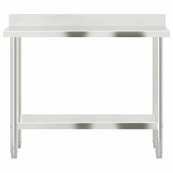 vidaXL Kitchen Work Prep Table with Upstand 110x55x93 cm Stainless Steel
