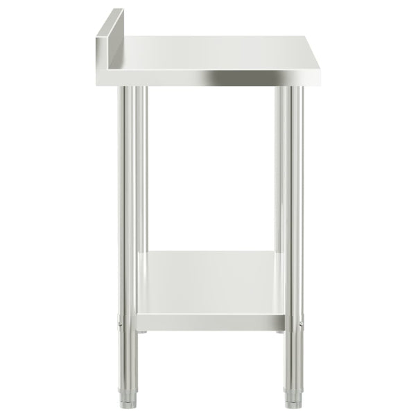 vidaXL Kitchen Work Prep Table with Upstand 110x55x93 cm Stainless Steel