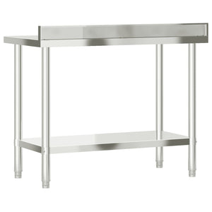vidaXL Kitchen Work Prep Table with Upstand 110x55x93 cm Stainless Steel