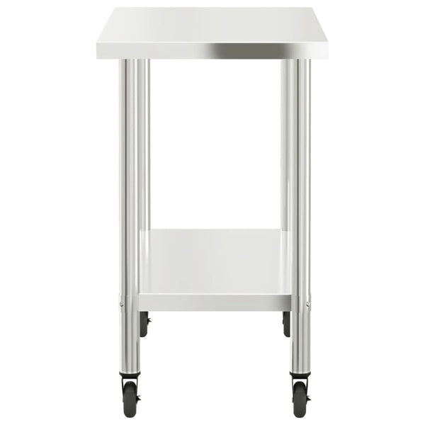 vidaXL Kitchen Prep Table with Wheels 110x55x85 cm Stainless Steel