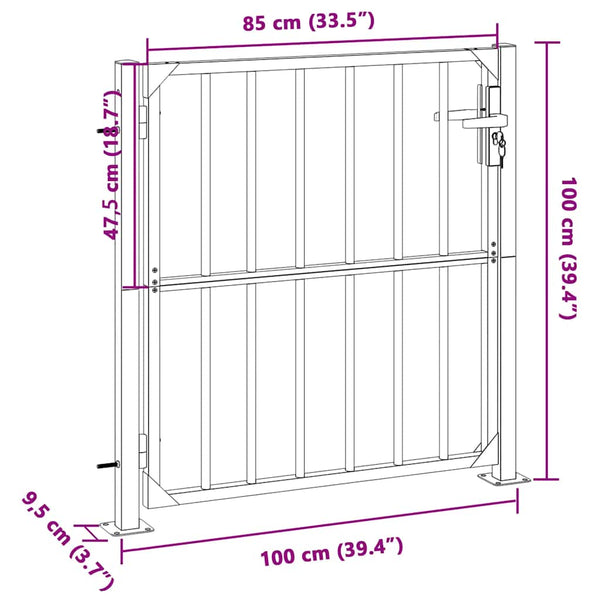 vidaXL Garden Gate 100 x 95 cm Stainless Steel