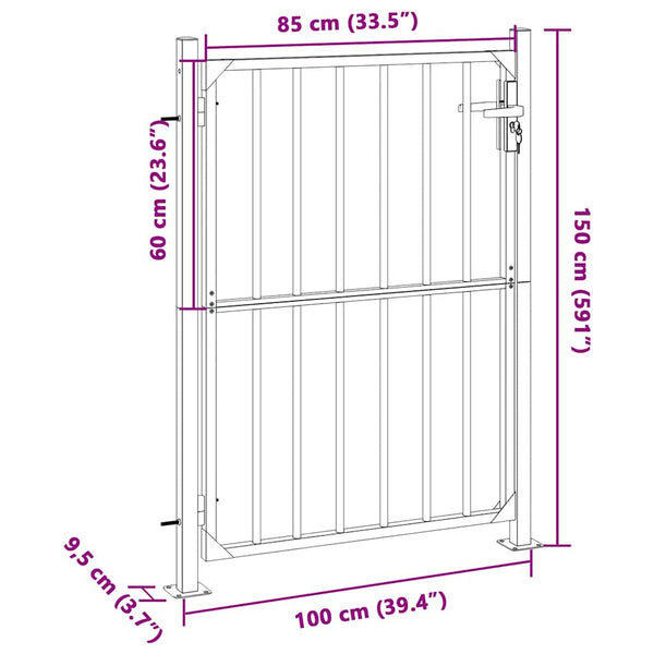 vidaXL Garden Gate 100 x 145 cm Stainless Steel