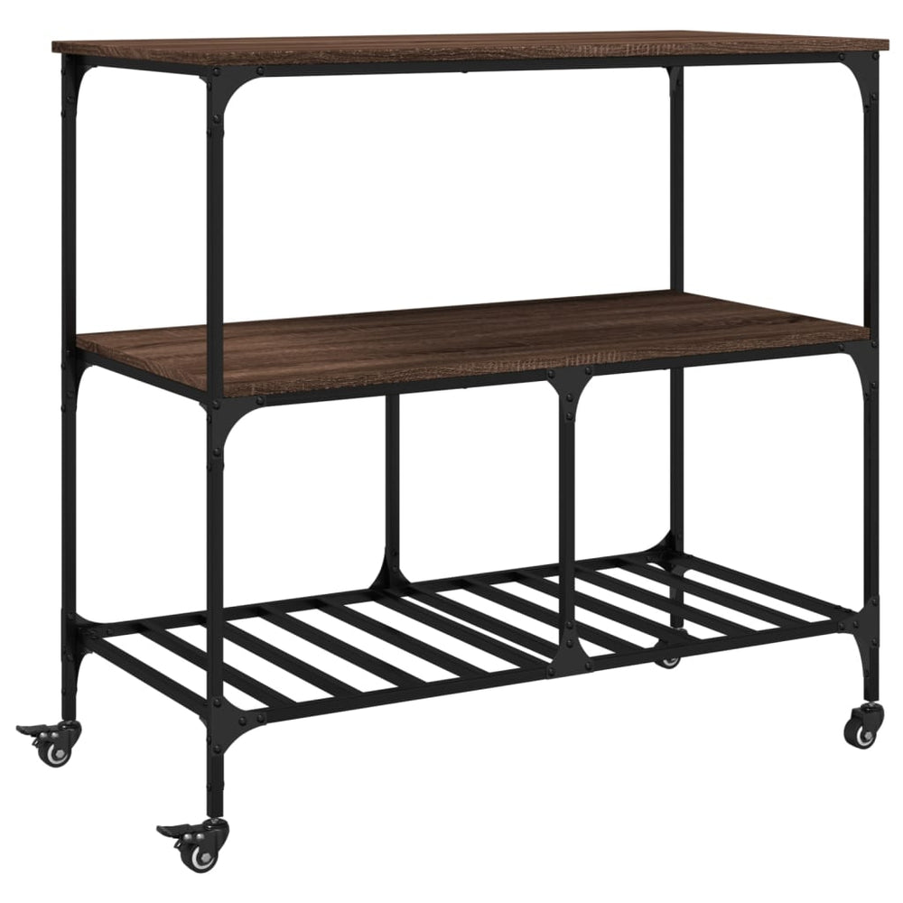 vidaXL Kitchen Trolley Brown Oak Look 100x50x95 cm Engineered Wood