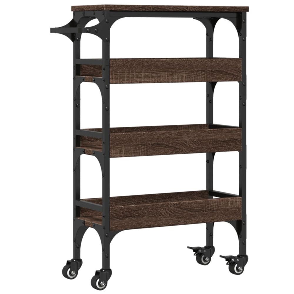 vidaXL Kitchen Trolley Brown Oak Look 53x20x76 cm Engineered Wood