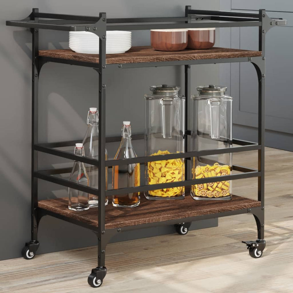 vidaXL Kitchen Trolley Brown Oak Look 82x40x78.5 cm Engineered Wood