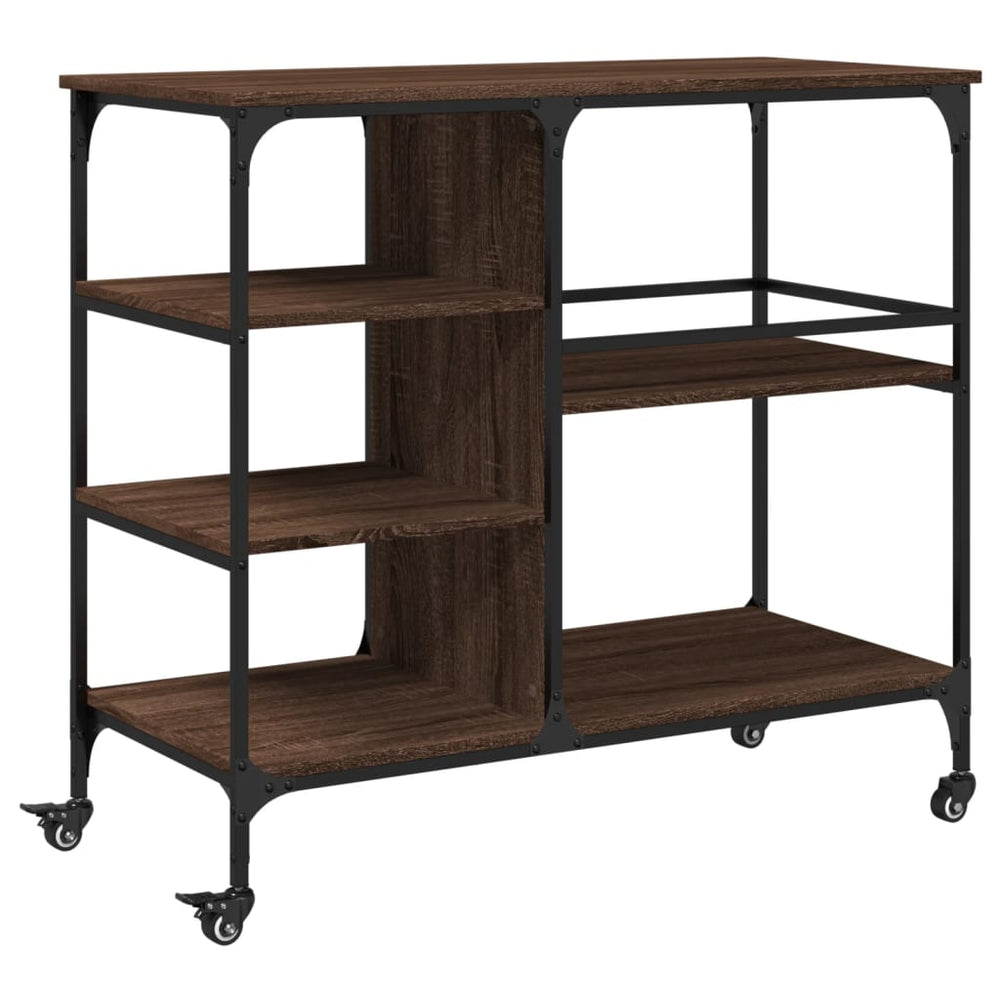 vidaXL Kitchen Trolley Brown Oak Look 100x45x89.5 cm Engineered Wood