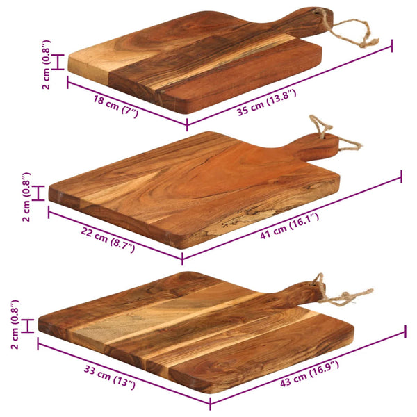 Akazienholz Schneidebretter Set, 3-teilig